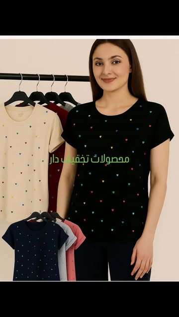 تیشرت زنانه طرح قلب ریز