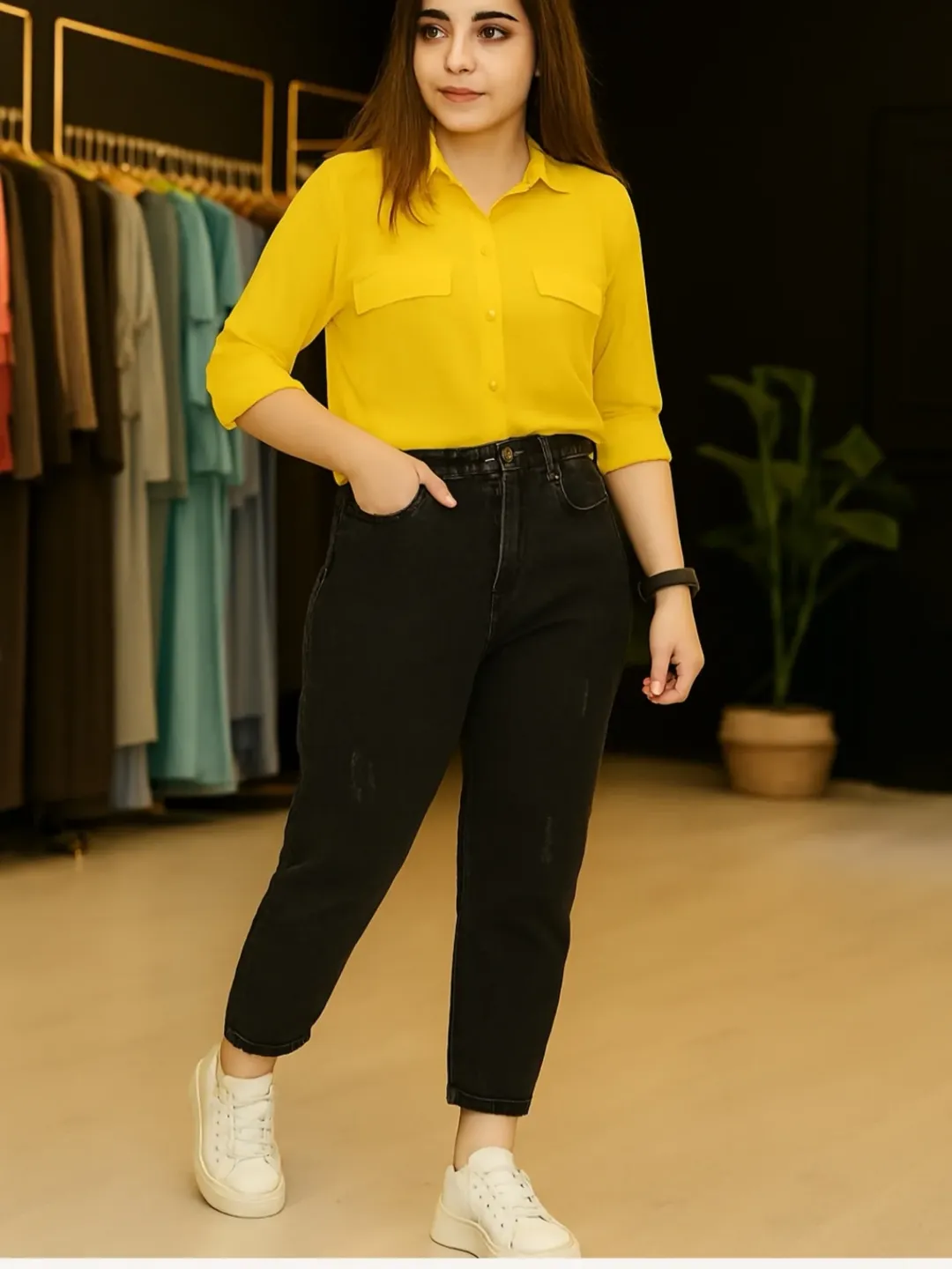 شلوار مام فیت جین ترک کشی از سایز ۳۸ تا ۵۰